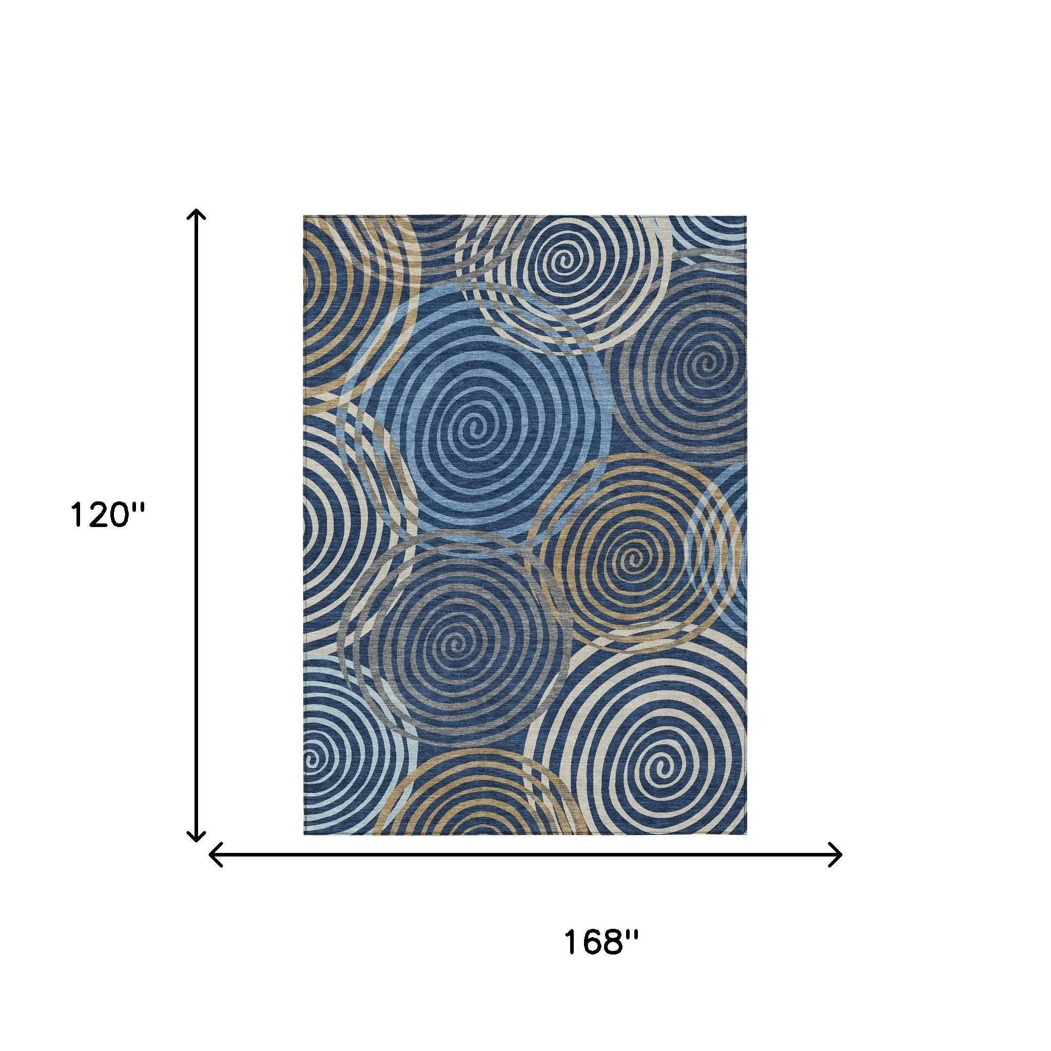 10' X 14' Navy Blue And Denim Blue Geometric Washable Indoor Outdoor Area Rug Homeroots Outdoor