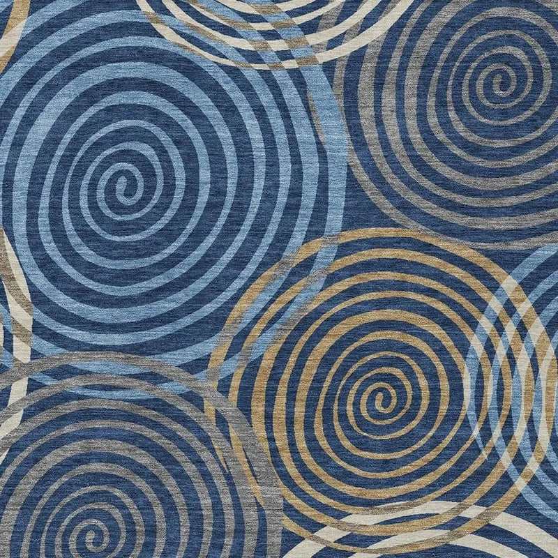 10' X 14' Navy Blue And Denim Blue Geometric Washable Indoor Outdoor Area Rug Homeroots Outdoor