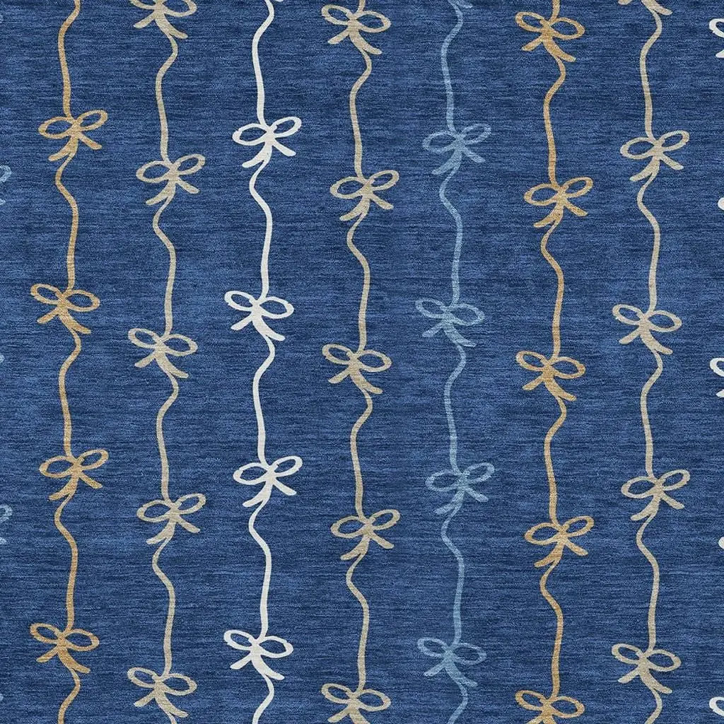 10' X 14' Navy Blue And Denim Blue Southwestern Washable Indoor Outdoor Area Rug Homeroots Outdoor