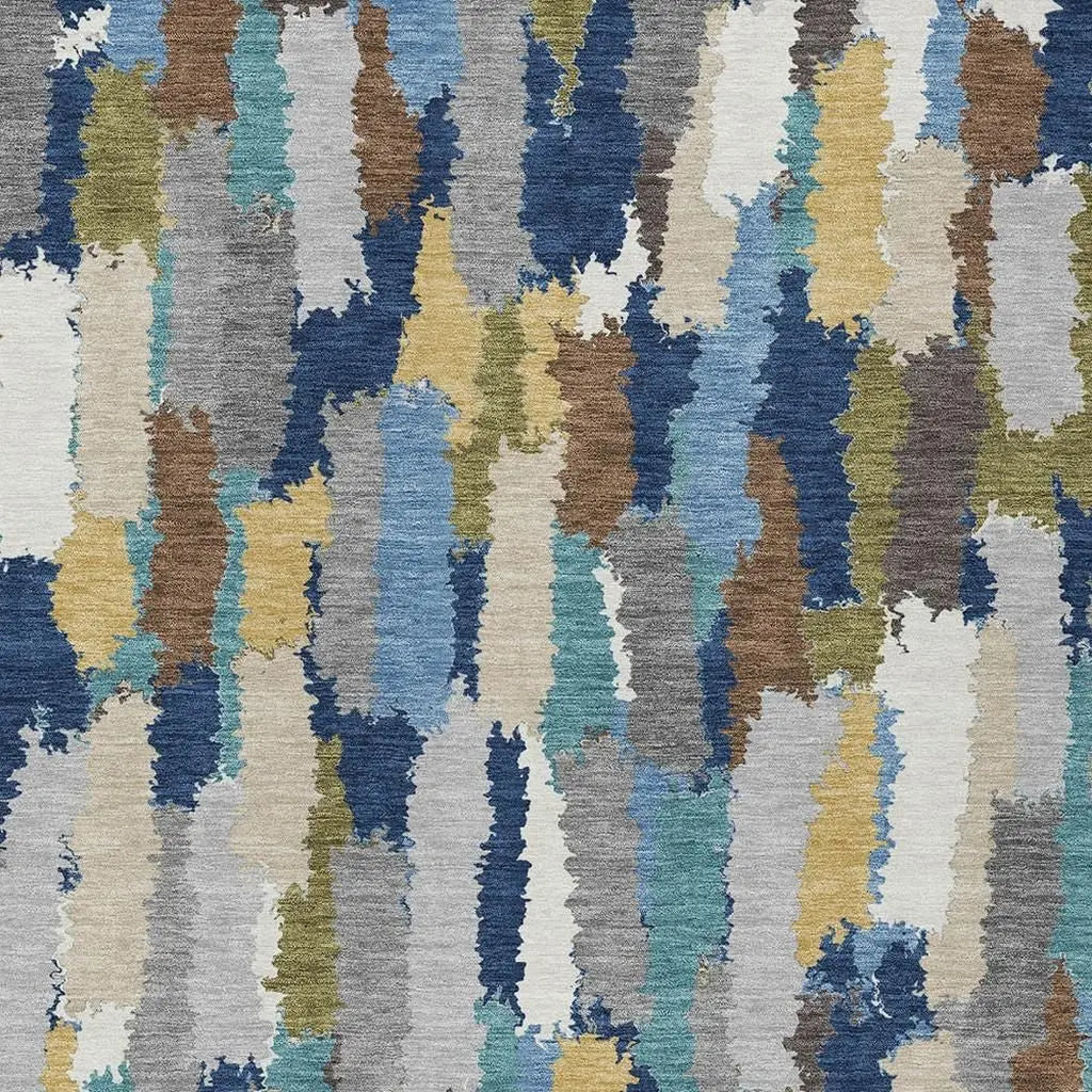 10' X 14' Navy Blue And Denim Blue Striped Washable Indoor Outdoor Area Rug Homeroots Outdoor