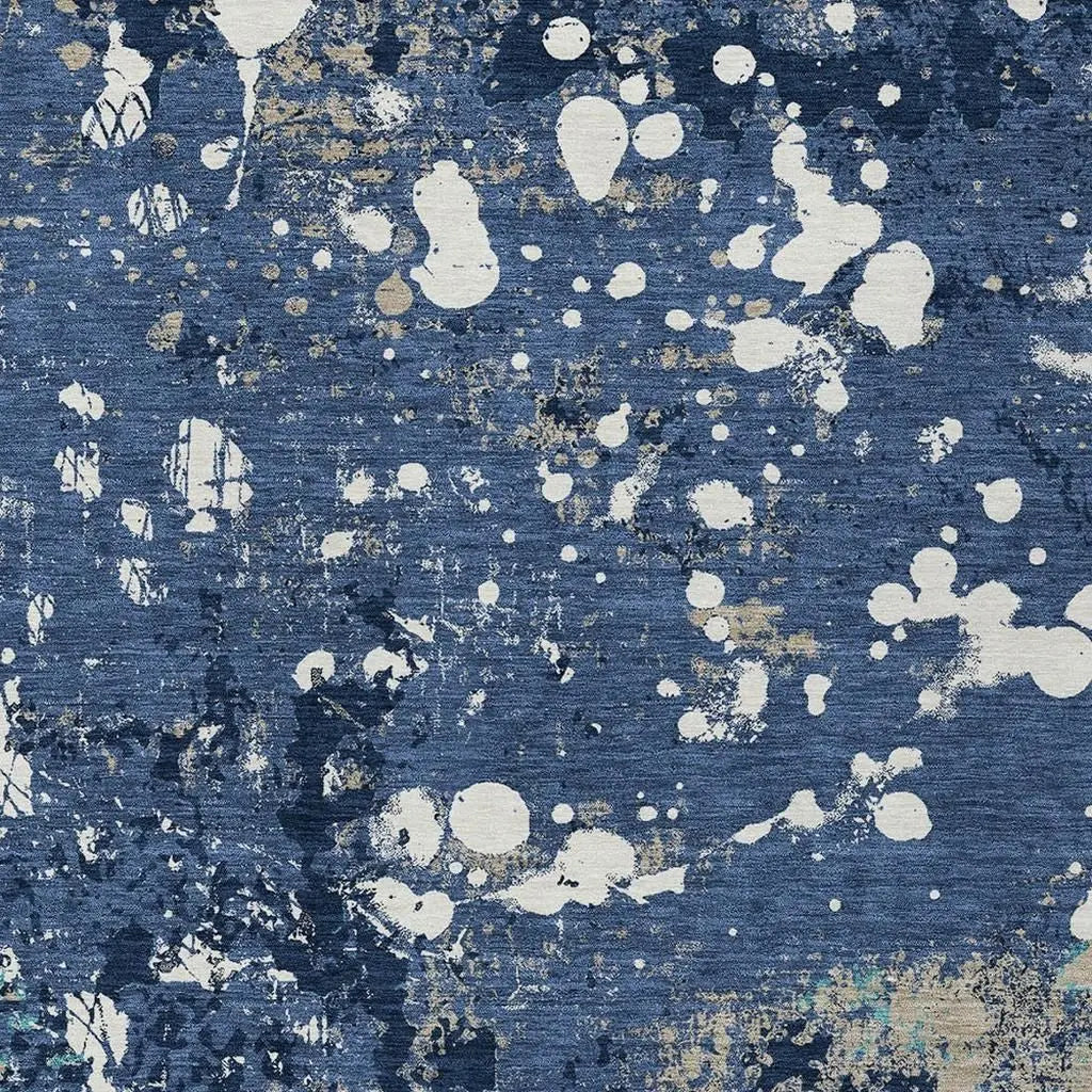 10' X 14' Navy Blue And Fern Green Abstract Washable Indoor Outdoor Area Rug Homeroots Outdoor