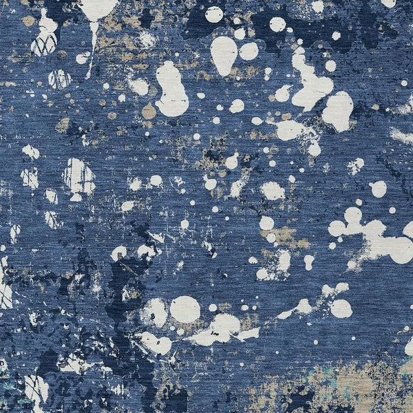 10' X 14' Navy Blue And Fern Green Abstract Washable Indoor Outdoor Area Rug Homeroots Outdoor