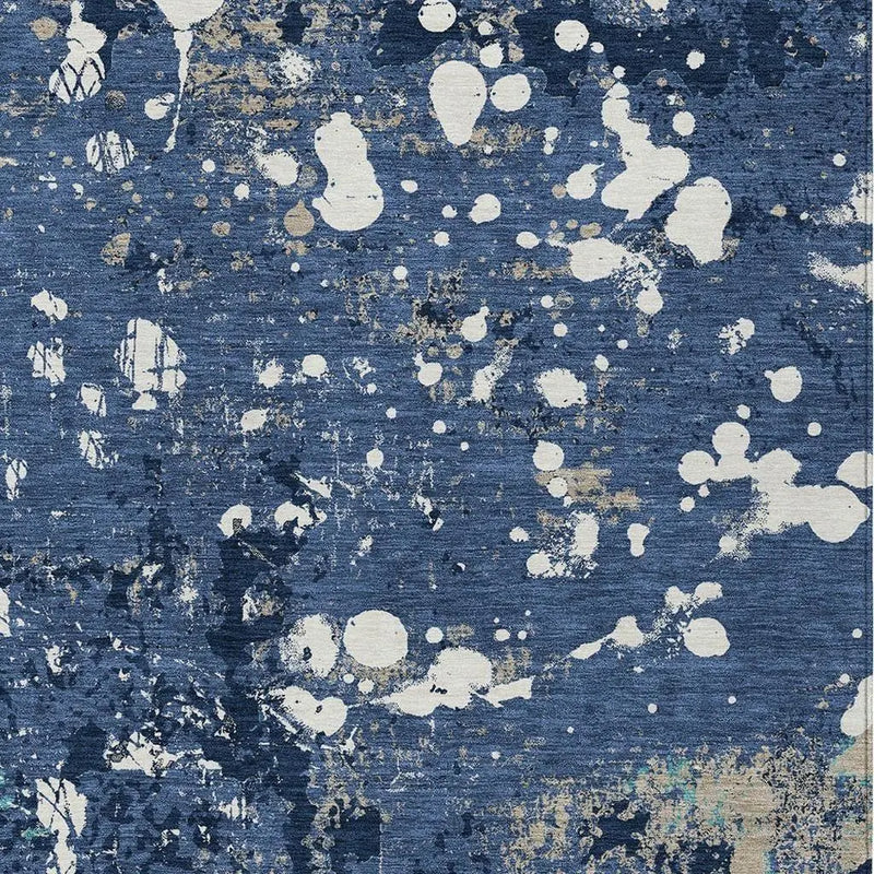 10' X 14' Navy Blue And Fern Green Abstract Washable Indoor Outdoor Area Rug Homeroots Outdoor