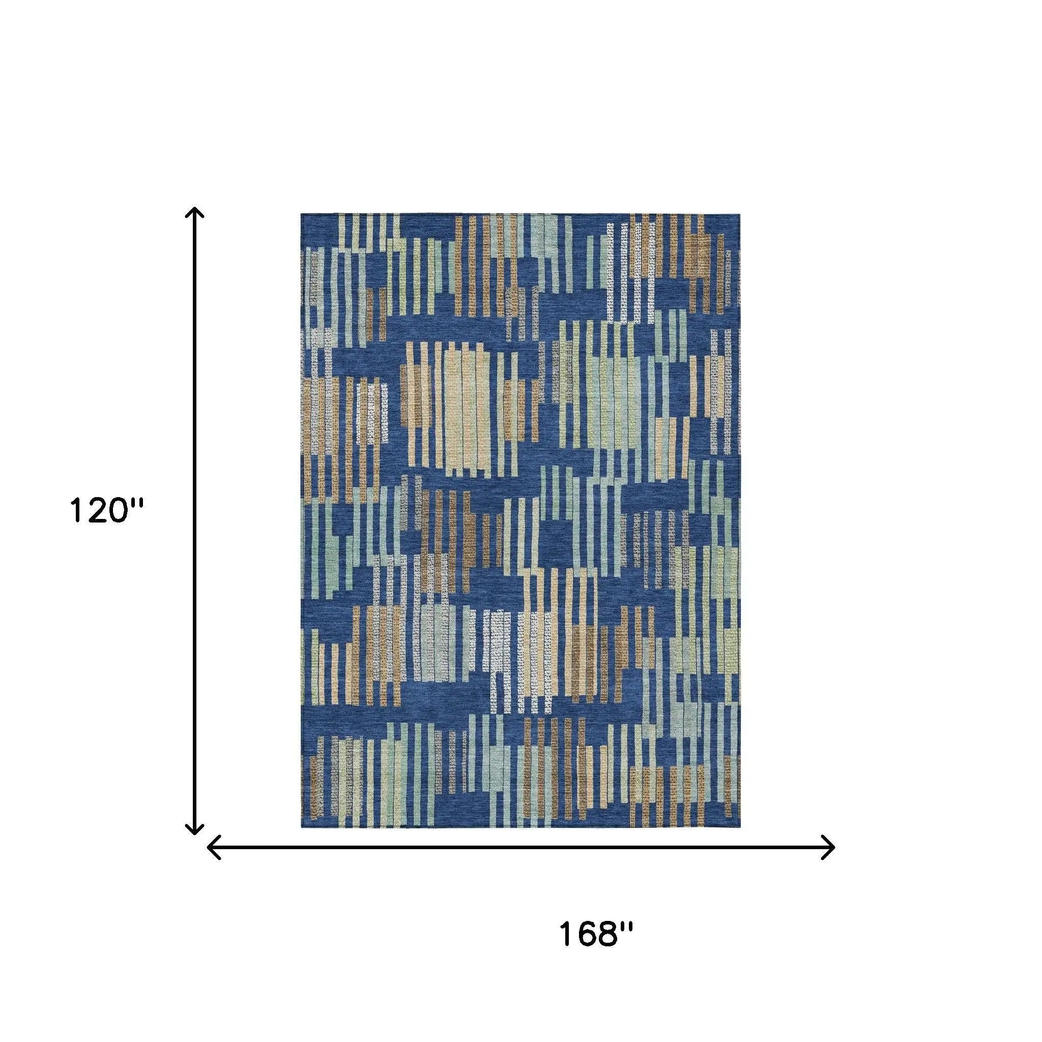 10' X 14' Navy Blue And Gold Striped Washable Indoor Outdoor Area Rug Homeroots Outdoor