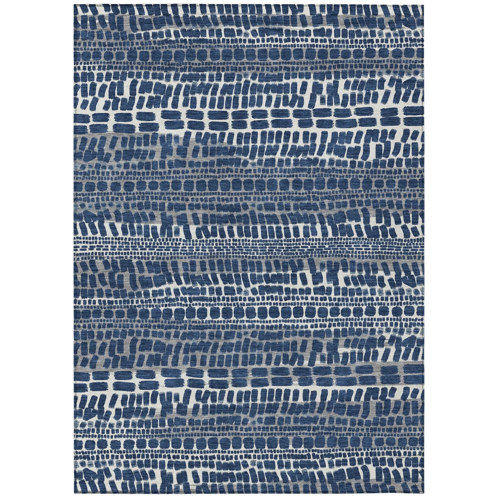 10' X 14' Navy Blue And Gray Abstract Washable Indoor Outdoor Area Rug Homeroots Outdoor