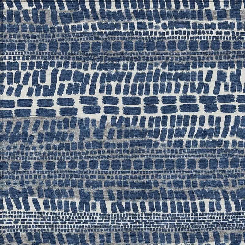 10' X 14' Navy Blue And Gray Abstract Washable Indoor Outdoor Area Rug Homeroots Outdoor