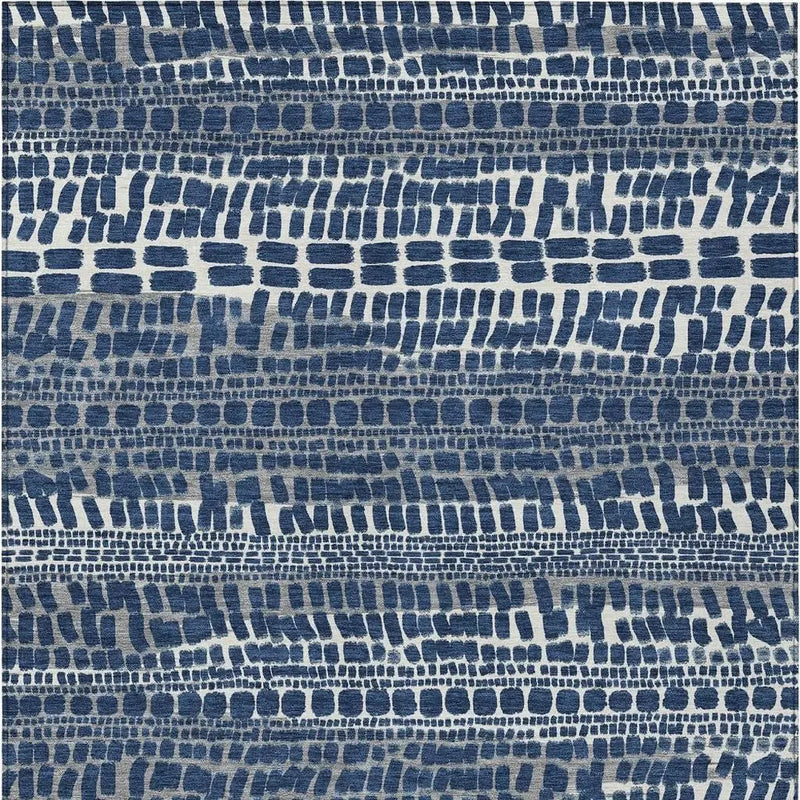 10' X 14' Navy Blue And Gray Abstract Washable Indoor Outdoor Area Rug Homeroots Outdoor