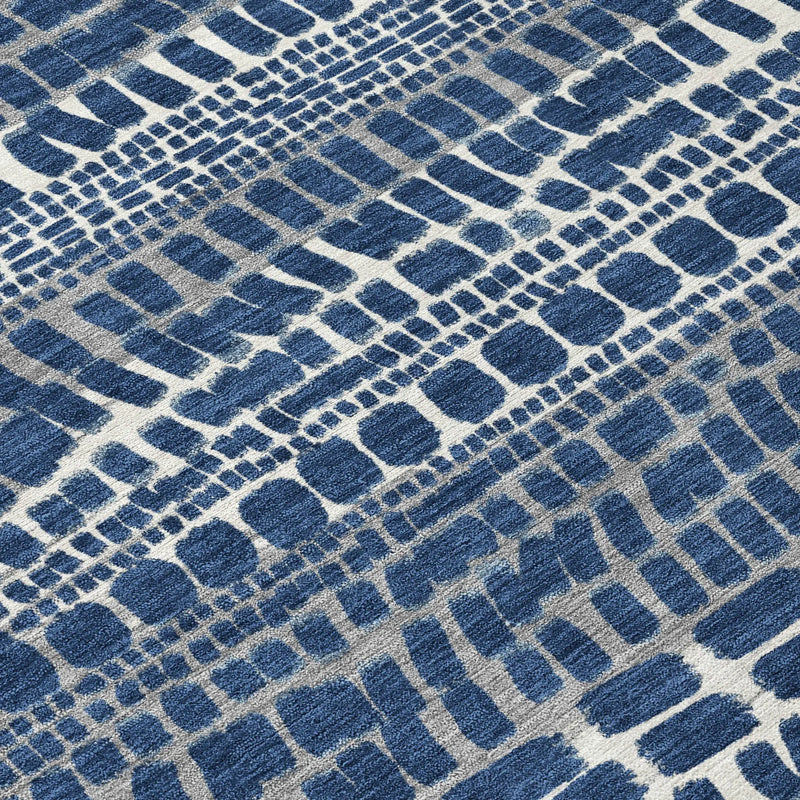 10' X 14' Navy Blue And Gray Abstract Washable Indoor Outdoor Area Rug Homeroots Outdoor