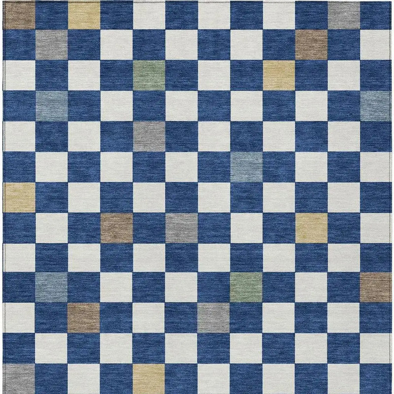 10' X 14' Navy Blue And Gray Geometric Washable Indoor Outdoor Area Rug Homeroots Outdoor