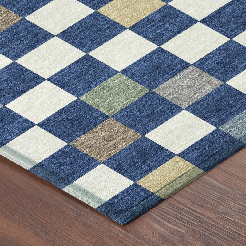 10' X 14' Navy Blue And Gray Geometric Washable Indoor Outdoor Area Rug Homeroots Outdoor