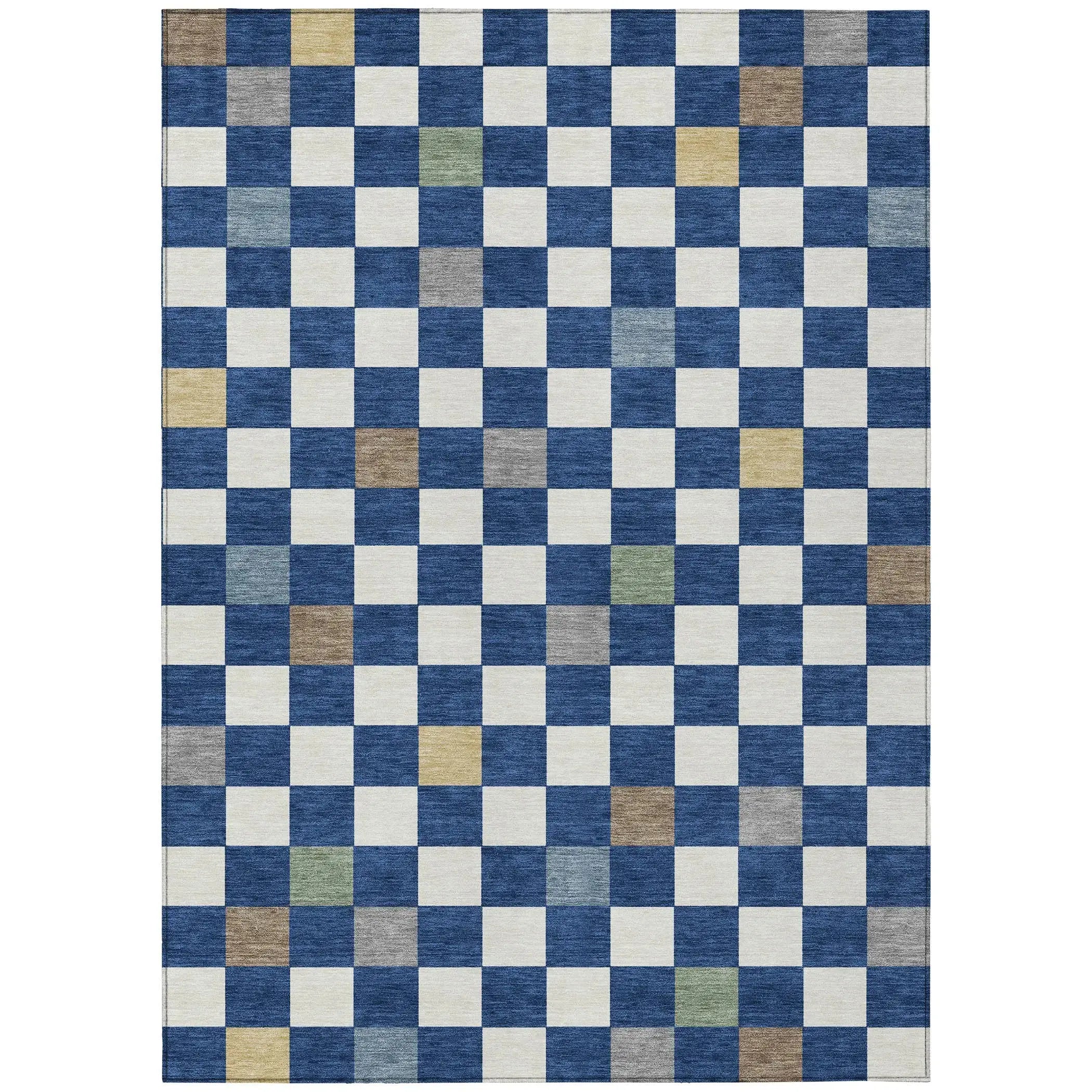 10' X 14' Navy Blue And Gray Geometric Washable Indoor Outdoor Area Rug Homeroots Outdoor