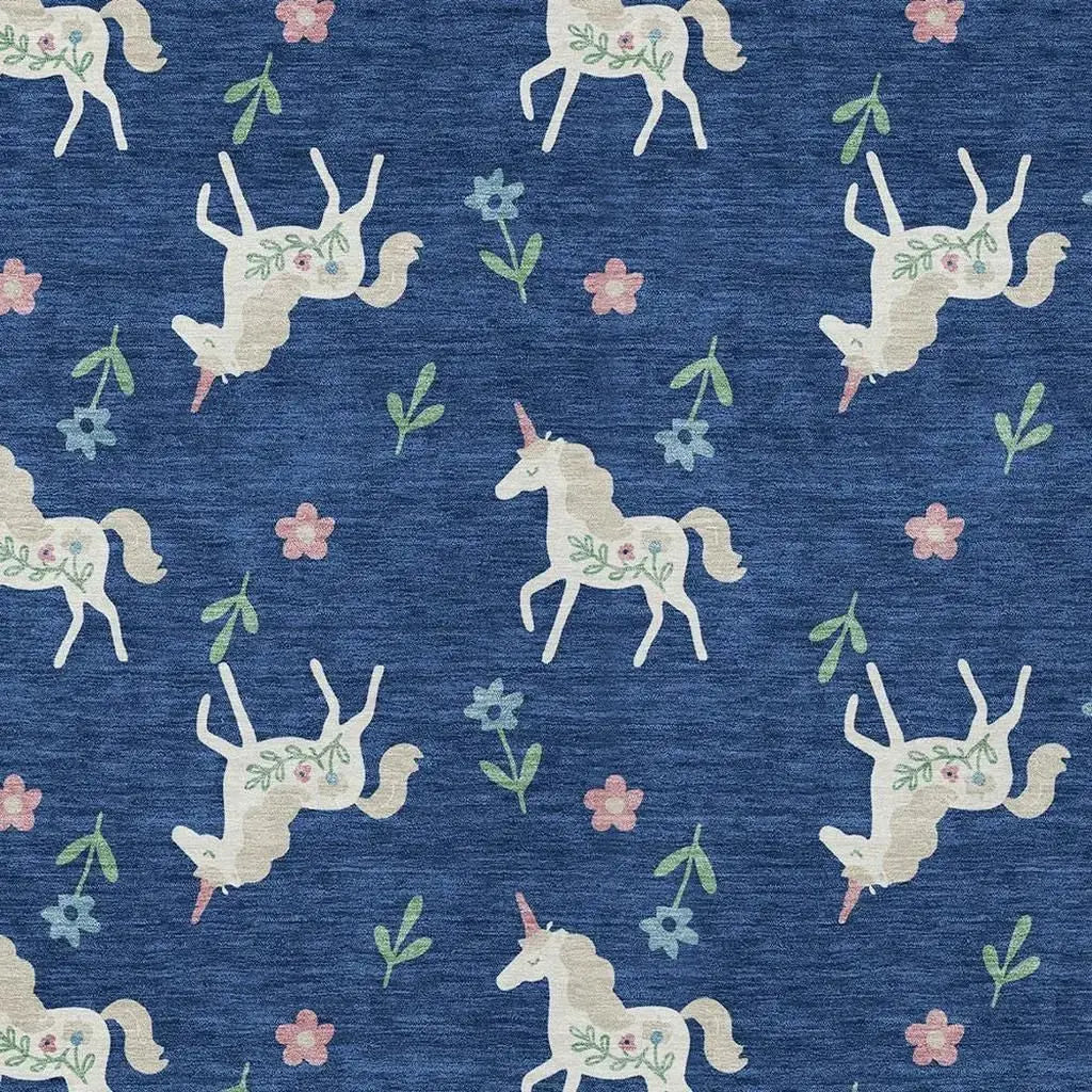 10' X 14' Navy Blue And Green Floral Washable Indoor Outdoor Area Rug Homeroots Outdoor