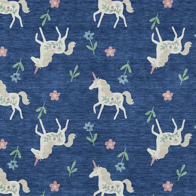 10' X 14' Navy Blue And Green Floral Washable Indoor Outdoor Area Rug Homeroots Outdoor