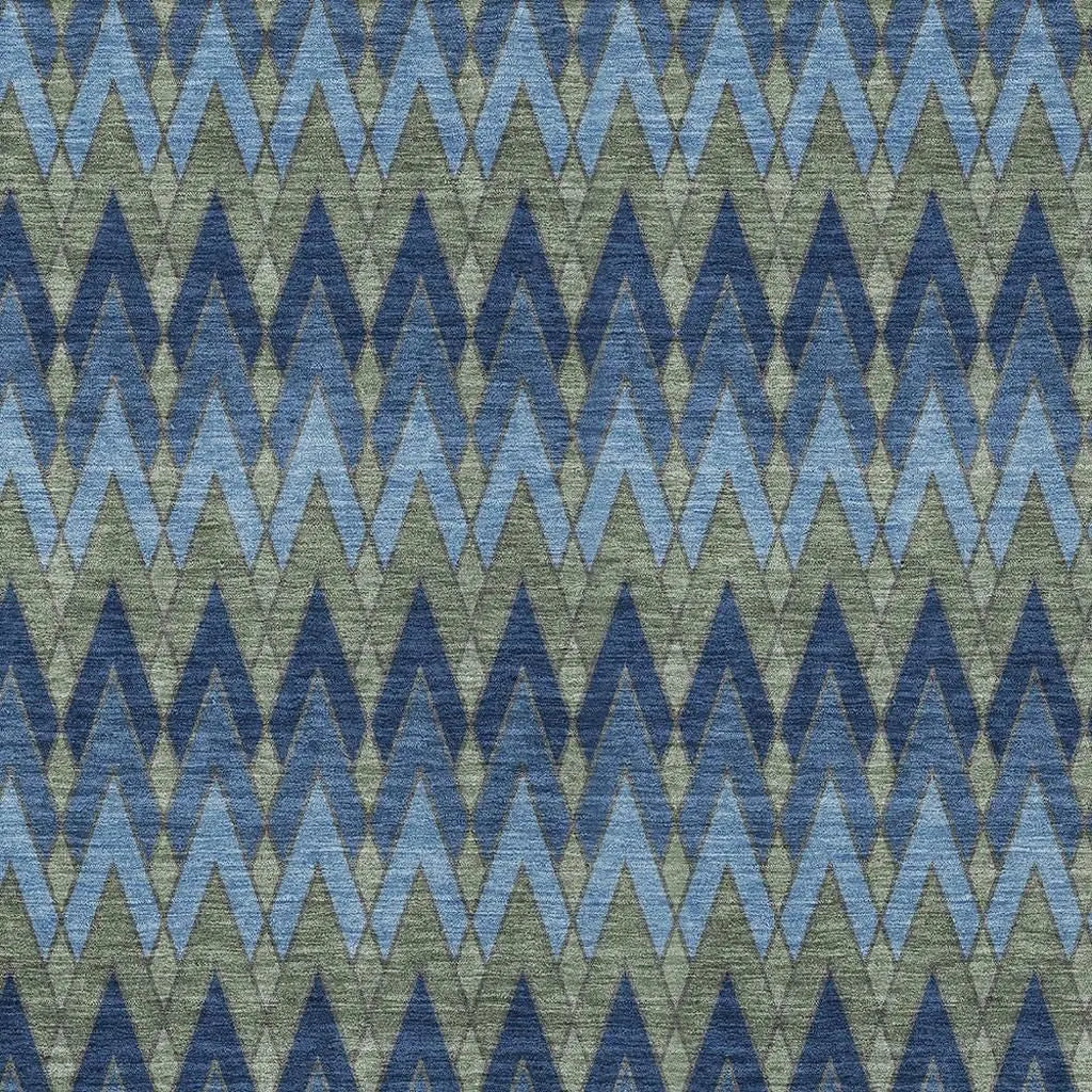 10' X 14' Navy Blue And Green Geometric Washable Indoor Outdoor Area Rug Homeroots Outdoor