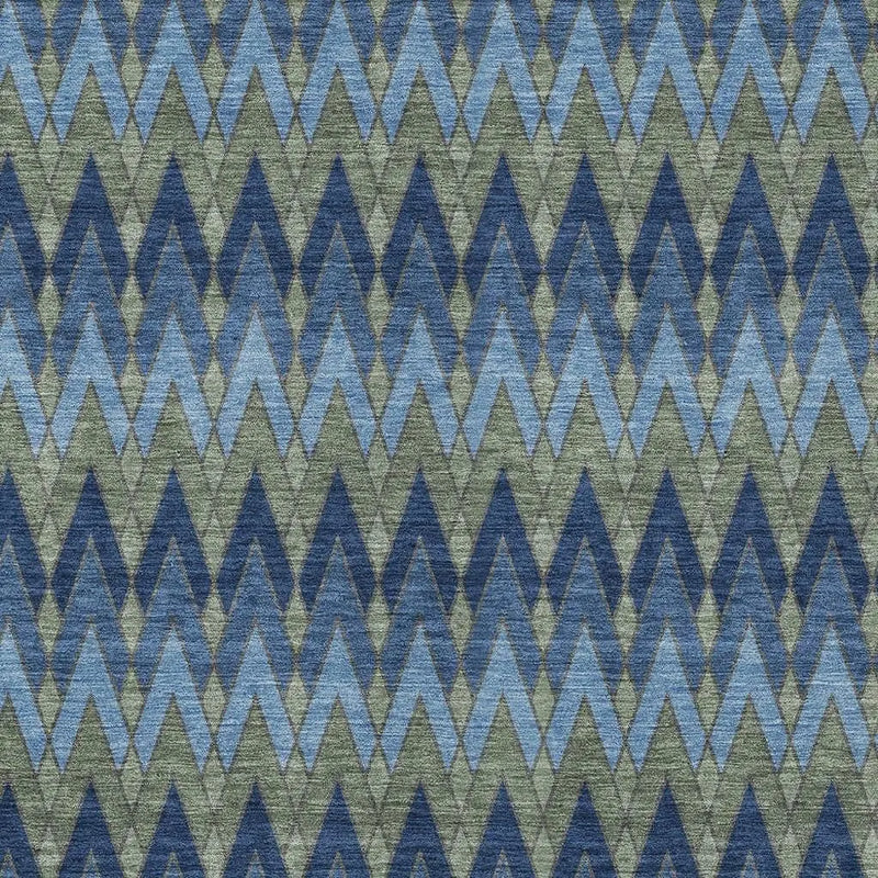 10' X 14' Navy Blue And Green Geometric Washable Indoor Outdoor Area Rug Homeroots Outdoor