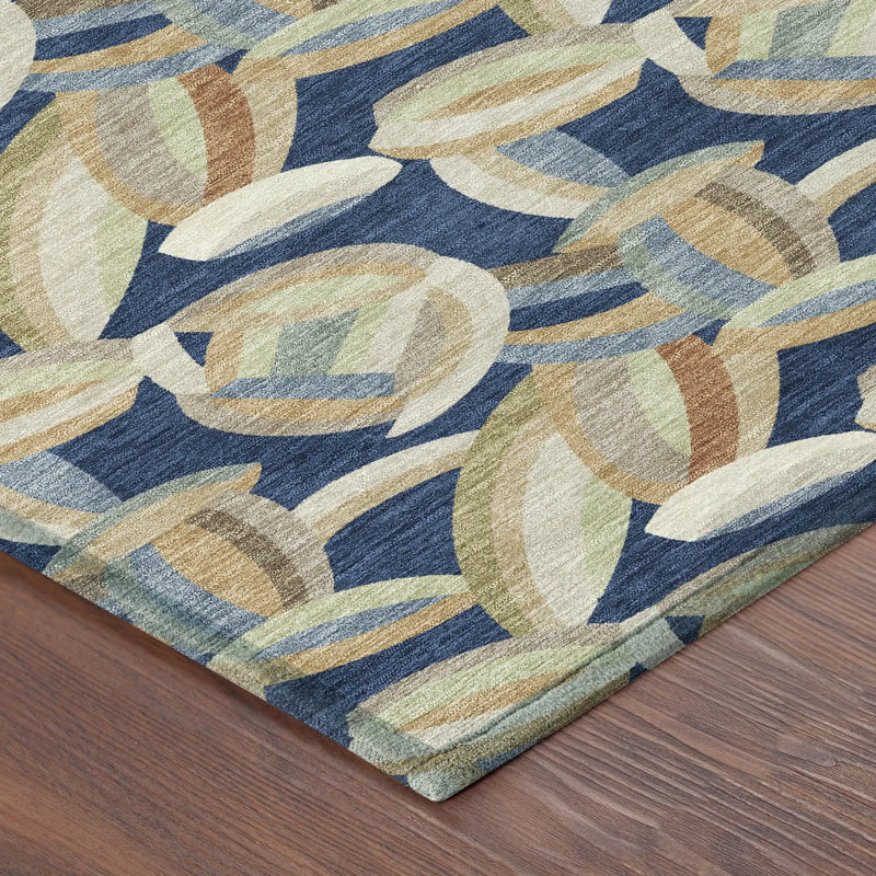 10' X 14' Navy Blue And Ivory Abstract Washable Indoor Outdoor Area Rug Homeroots Outdoor