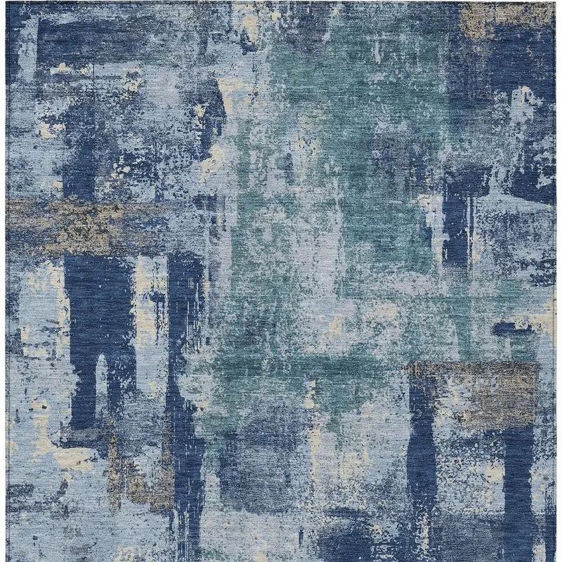 10' X 14' Navy Blue And Ivory Abstract Washable Indoor Outdoor Area Rug Homeroots Outdoor