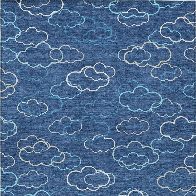 10' X 14' Navy Blue And Ivory Abstract Washable Indoor Outdoor Area Rug Homeroots Outdoor