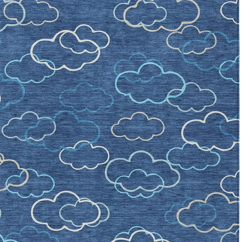 10' X 14' Navy Blue And Ivory Abstract Washable Indoor Outdoor Area Rug Homeroots Outdoor