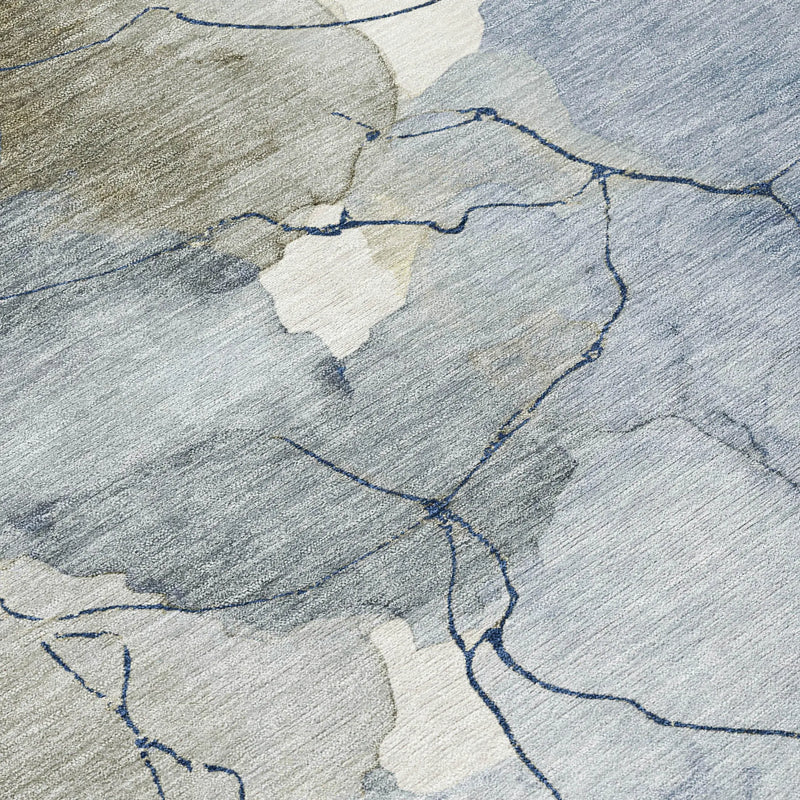10' X 14' Navy Blue And Ivory Abstract Washable Indoor Outdoor Area Rug Homeroots Outdoor