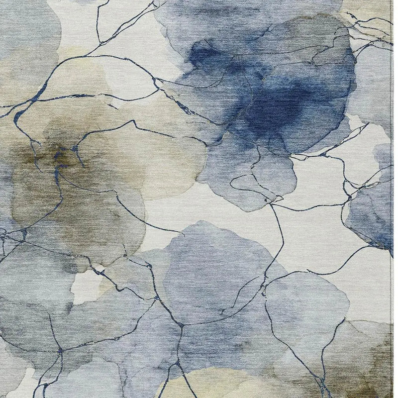 10' X 14' Navy Blue And Ivory Abstract Washable Indoor Outdoor Area Rug Homeroots Outdoor