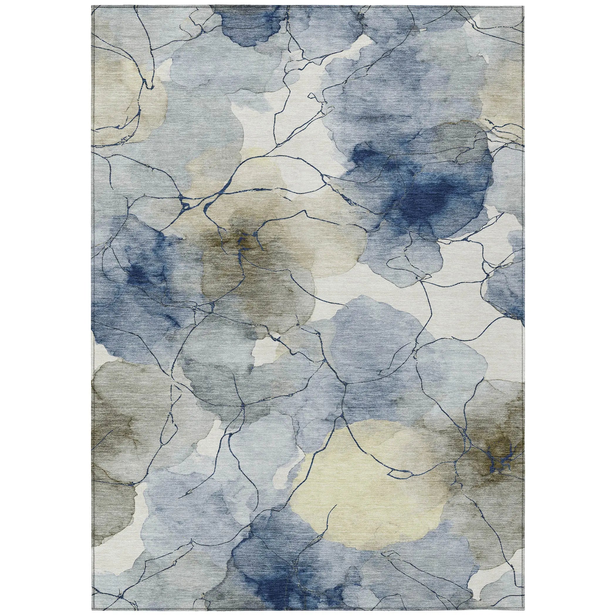 10' X 14' Navy Blue And Ivory Abstract Washable Indoor Outdoor Area Rug Homeroots Outdoor