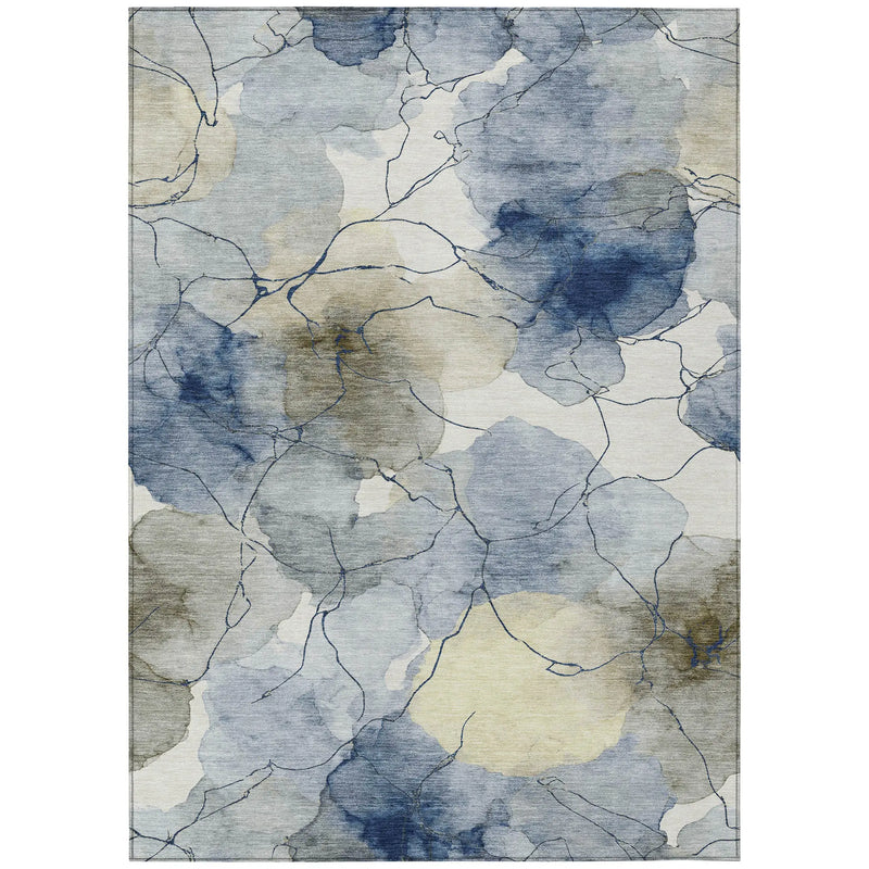 10' X 14' Navy Blue And Ivory Abstract Washable Indoor Outdoor Area Rug Homeroots Outdoor
