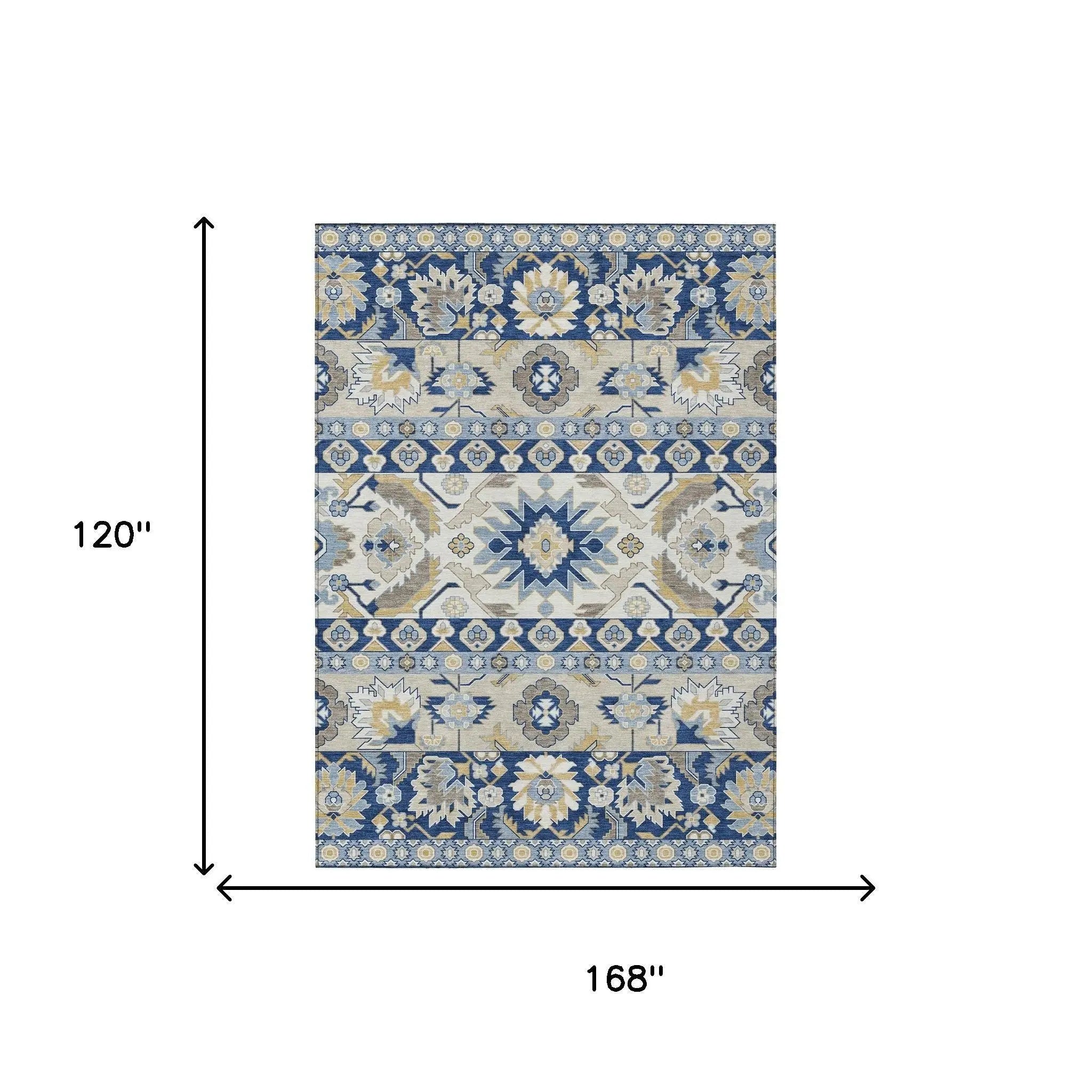 10' X 14' Navy Blue And Ivory Cactus Washable Indoor Outdoor Area Rug Homeroots Outdoor
