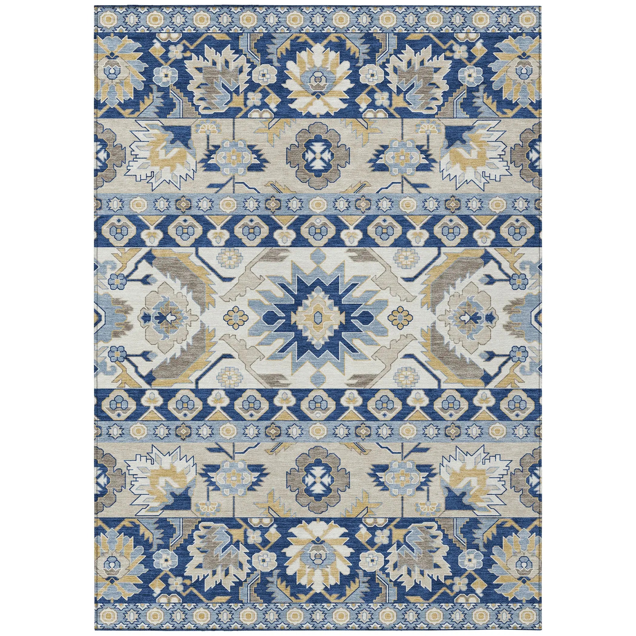10' X 14' Navy Blue And Ivory Cactus Washable Indoor Outdoor Area Rug Homeroots Outdoor