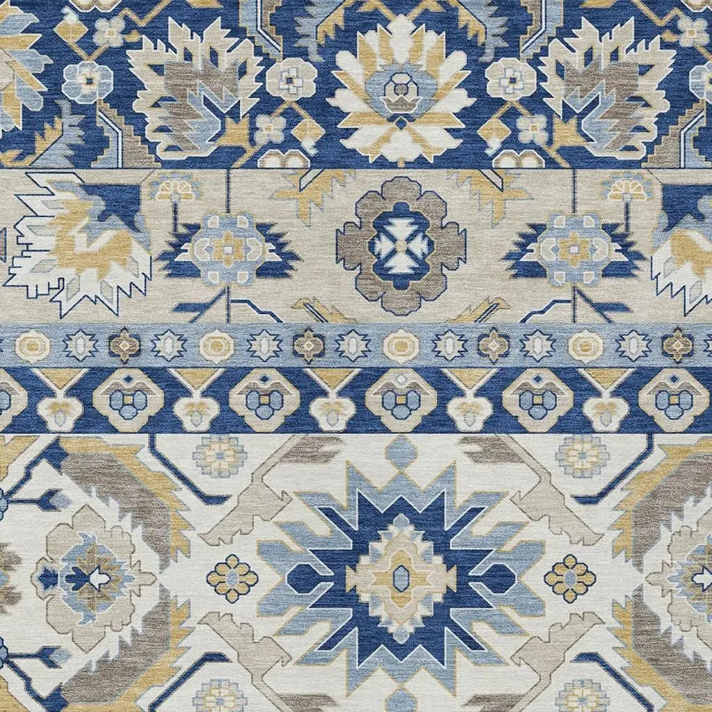 10' X 14' Navy Blue And Ivory Cactus Washable Indoor Outdoor Area Rug Homeroots Outdoor