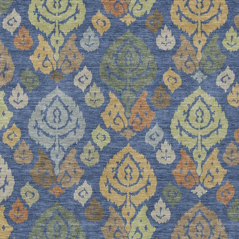10' X 14' Navy Blue And Ivory Damask Washable Indoor Outdoor Area Rug Homeroots Outdoor