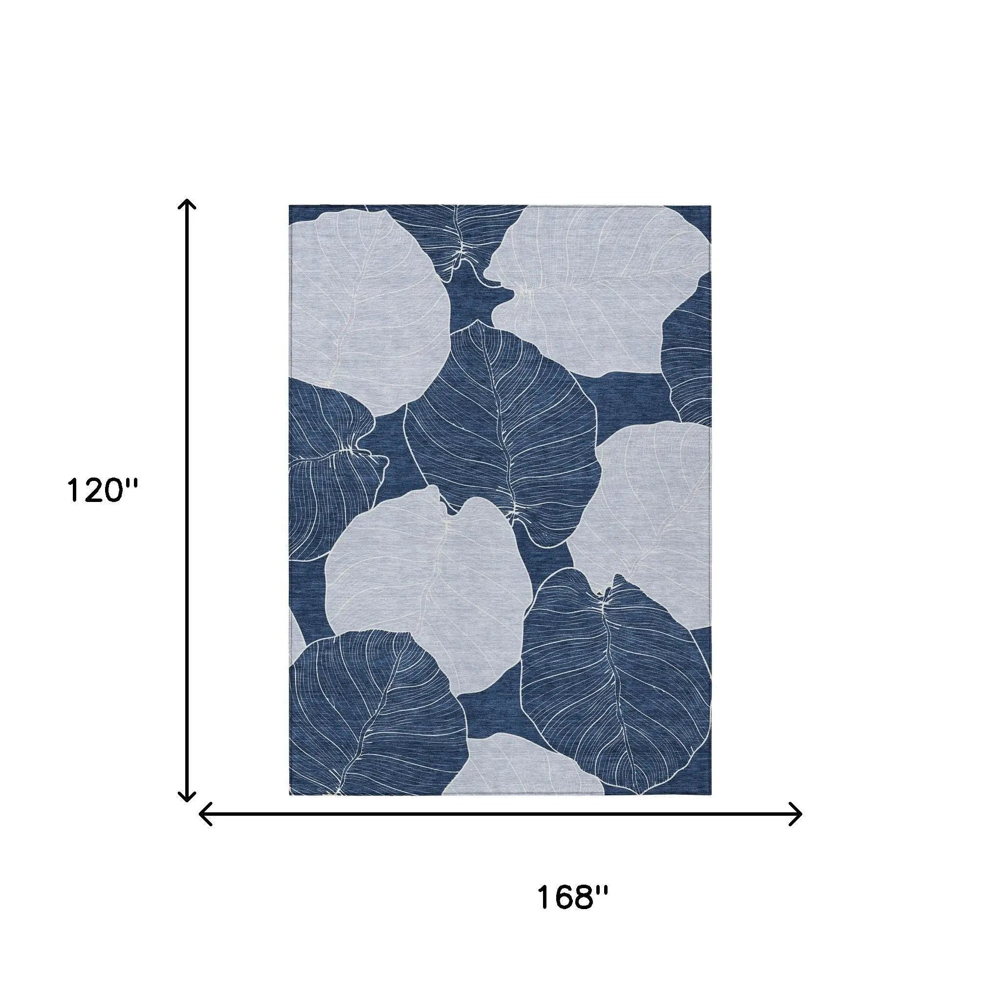 10' X 14' Navy Blue And Ivory Floral Washable Indoor Outdoor Area Rug Homeroots Outdoor