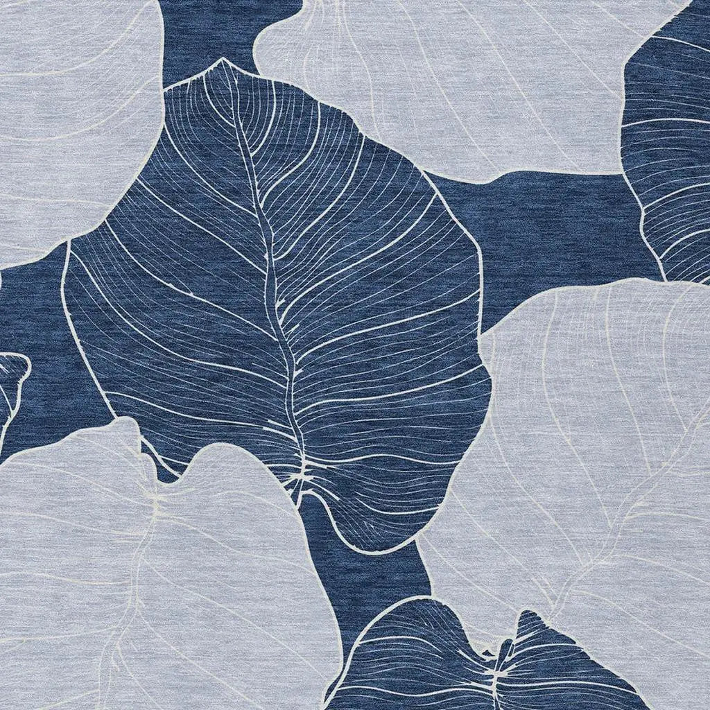 10' X 14' Navy Blue And Ivory Floral Washable Indoor Outdoor Area Rug Homeroots Outdoor