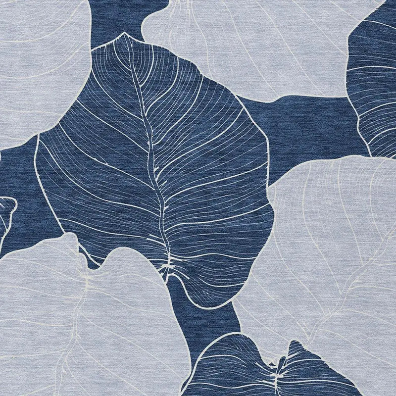 10' X 14' Navy Blue And Ivory Floral Washable Indoor Outdoor Area Rug Homeroots Outdoor