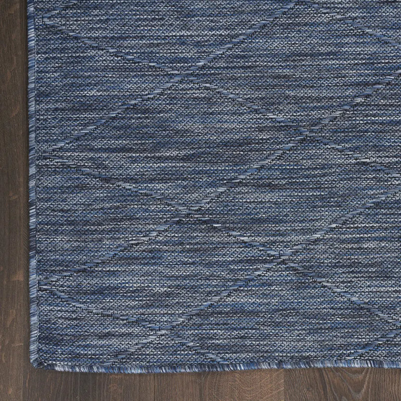 10' X 14' Navy Blue And Ivory Geometric Indoor Outdoor Area Rug Homeroots Outdoor