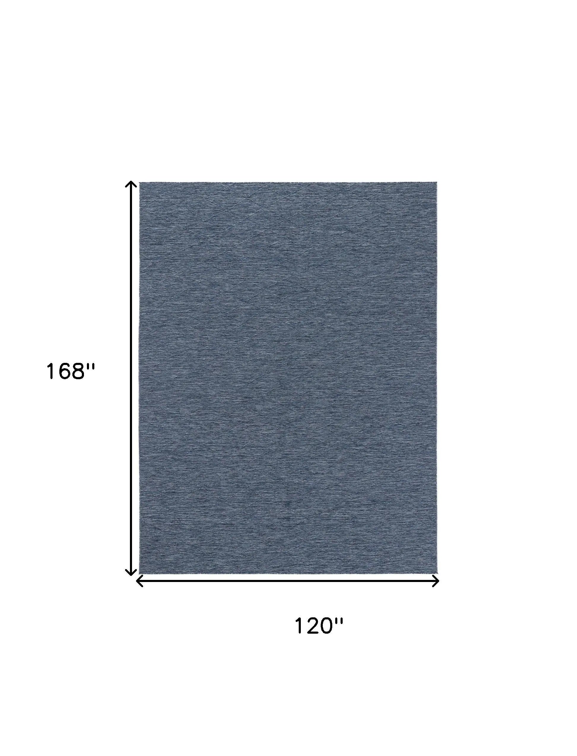 10' X 14' Navy Blue And Ivory Geometric Indoor Outdoor Area Rug Homeroots Outdoor