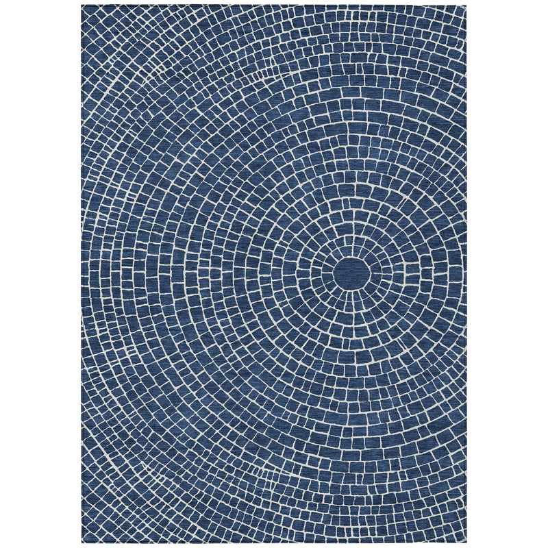10' X 14' Navy Blue And Ivory Geometric Washable Indoor Outdoor Area Rug Homeroots Outdoor