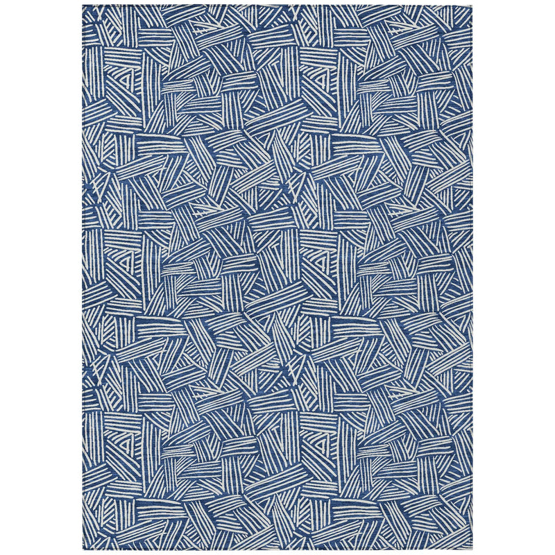 10' X 14' Navy Blue And Ivory Geometric Washable Indoor Outdoor Area Rug Homeroots Outdoor
