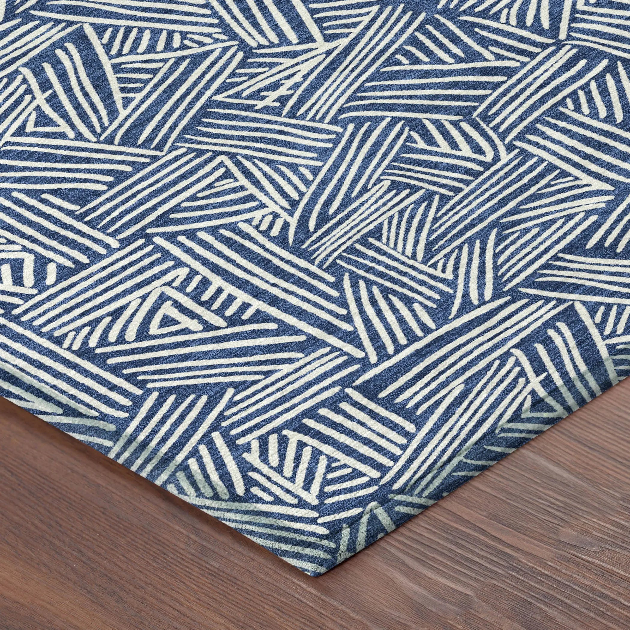 10' X 14' Navy Blue And Ivory Geometric Washable Indoor Outdoor Area Rug Homeroots Outdoor