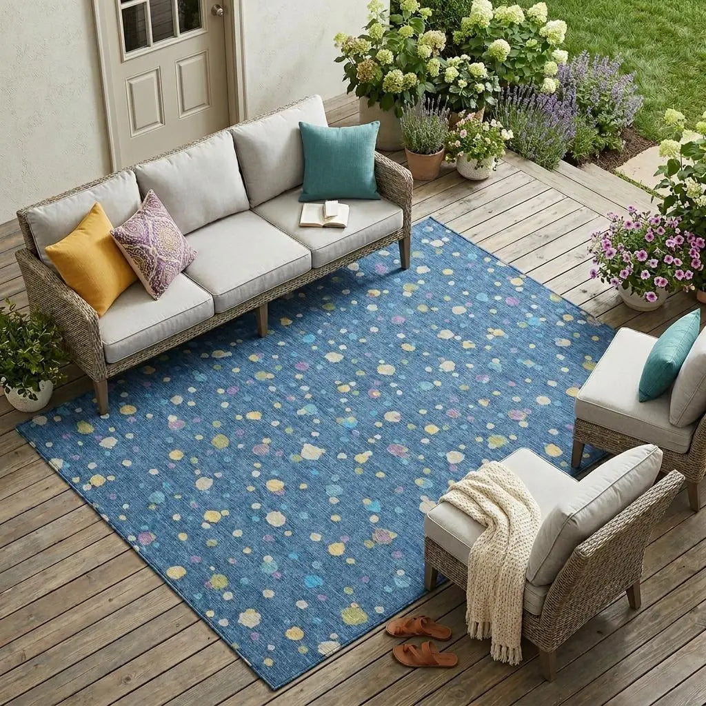 10' X 14' Navy Blue And Ivory Geometric Washable Indoor Outdoor Area Rug Homeroots Outdoor