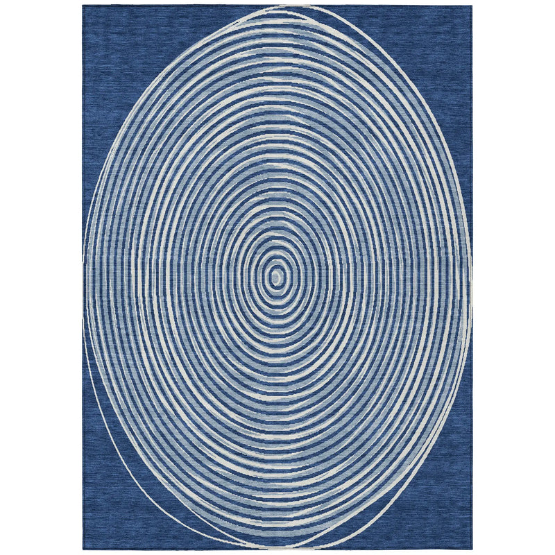 10' X 14' Navy Blue And Ivory Geometric Washable Indoor Outdoor Area Rug Homeroots Outdoor