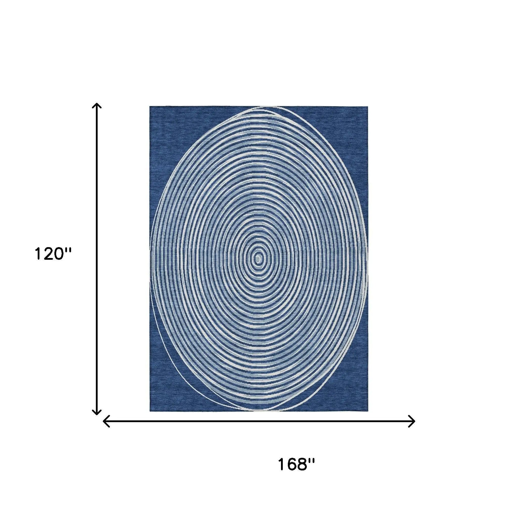 10' X 14' Navy Blue And Ivory Geometric Washable Indoor Outdoor Area Rug Homeroots Outdoor
