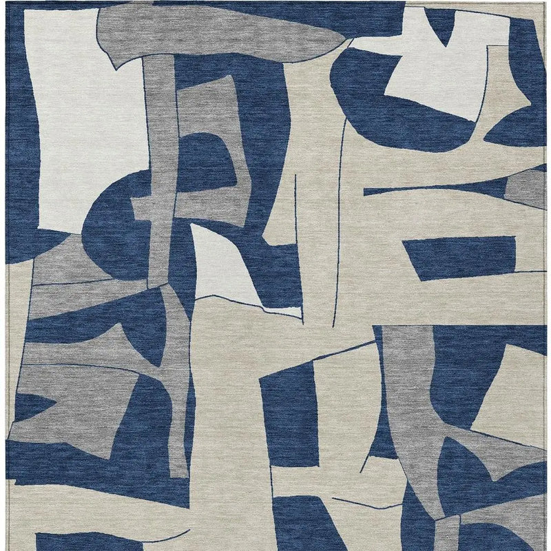 10' X 14' Navy Blue And Ivory Geometric Washable Indoor Outdoor Area Rug Homeroots Outdoor