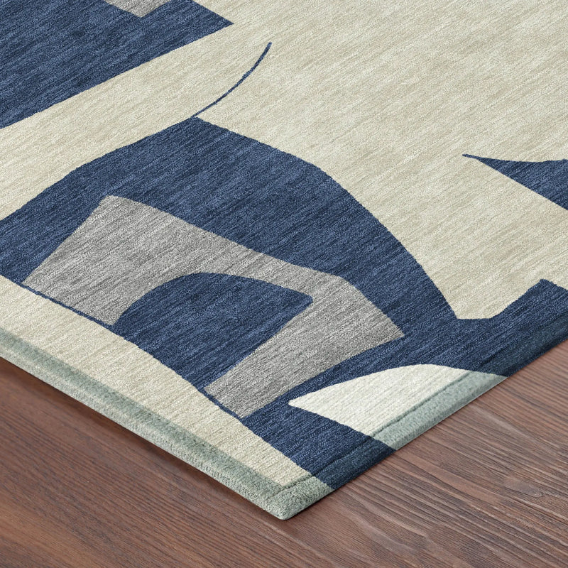 10' X 14' Navy Blue And Ivory Geometric Washable Indoor Outdoor Area Rug Homeroots Outdoor