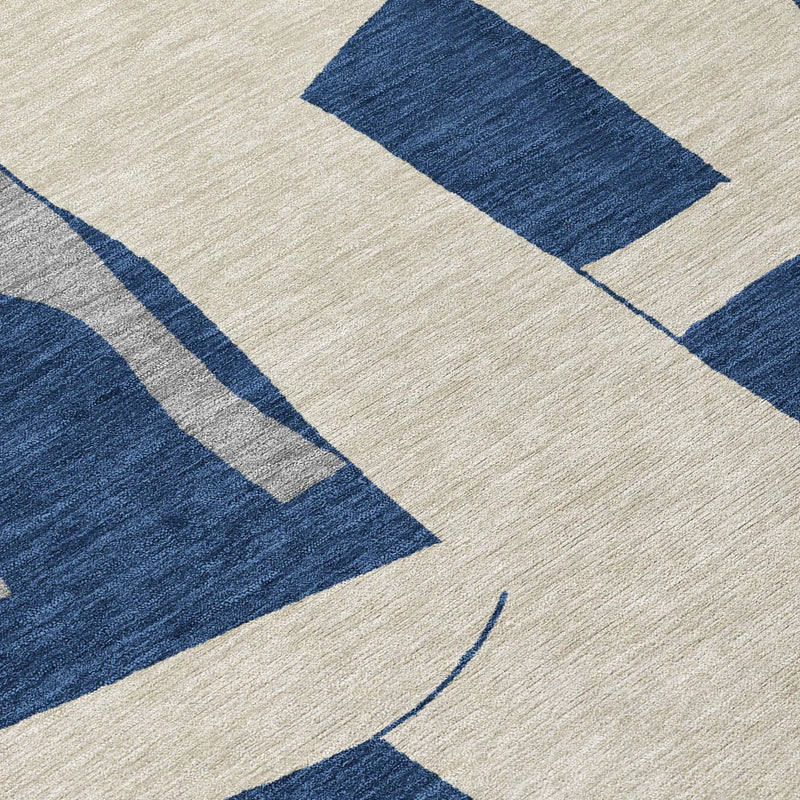 10' X 14' Navy Blue And Ivory Geometric Washable Indoor Outdoor Area Rug Homeroots Outdoor