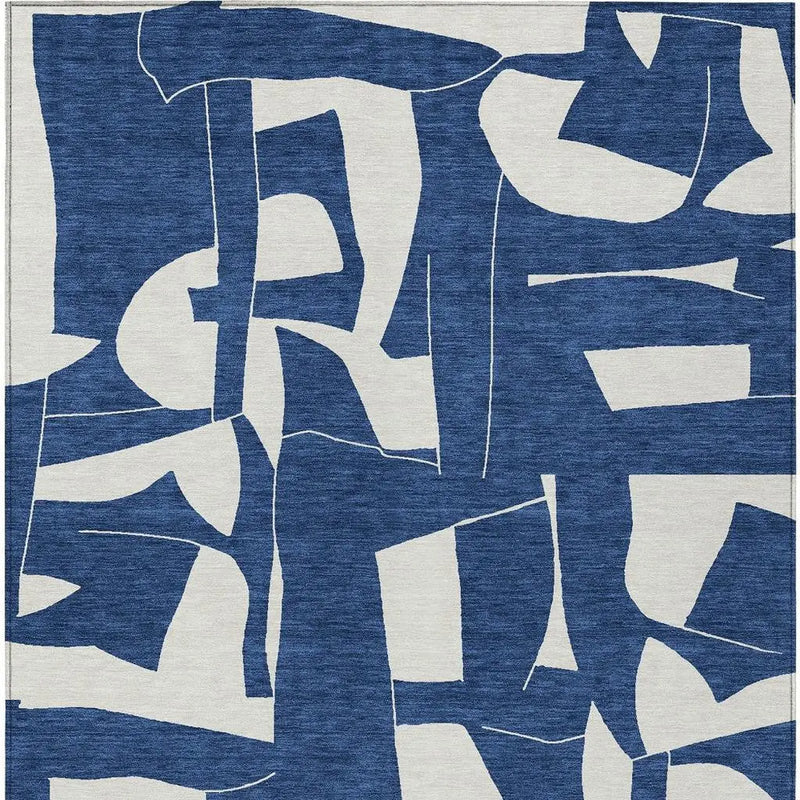 10' X 14' Navy Blue And Ivory Geometric Washable Indoor Outdoor Area Rug Homeroots Outdoor
