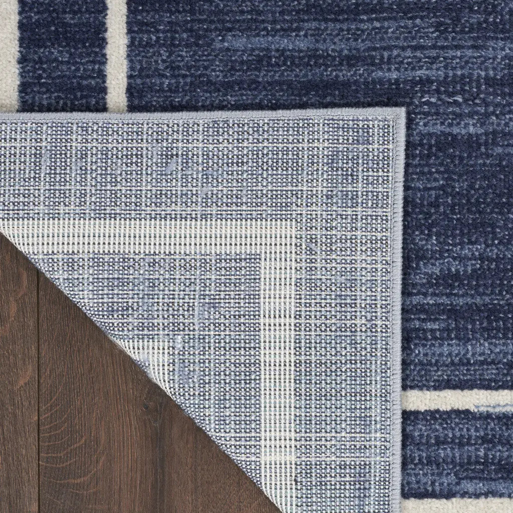 10' X 14' Navy Blue And Ivory Indoor Outdoor Area Rug Homeroots Outdoor