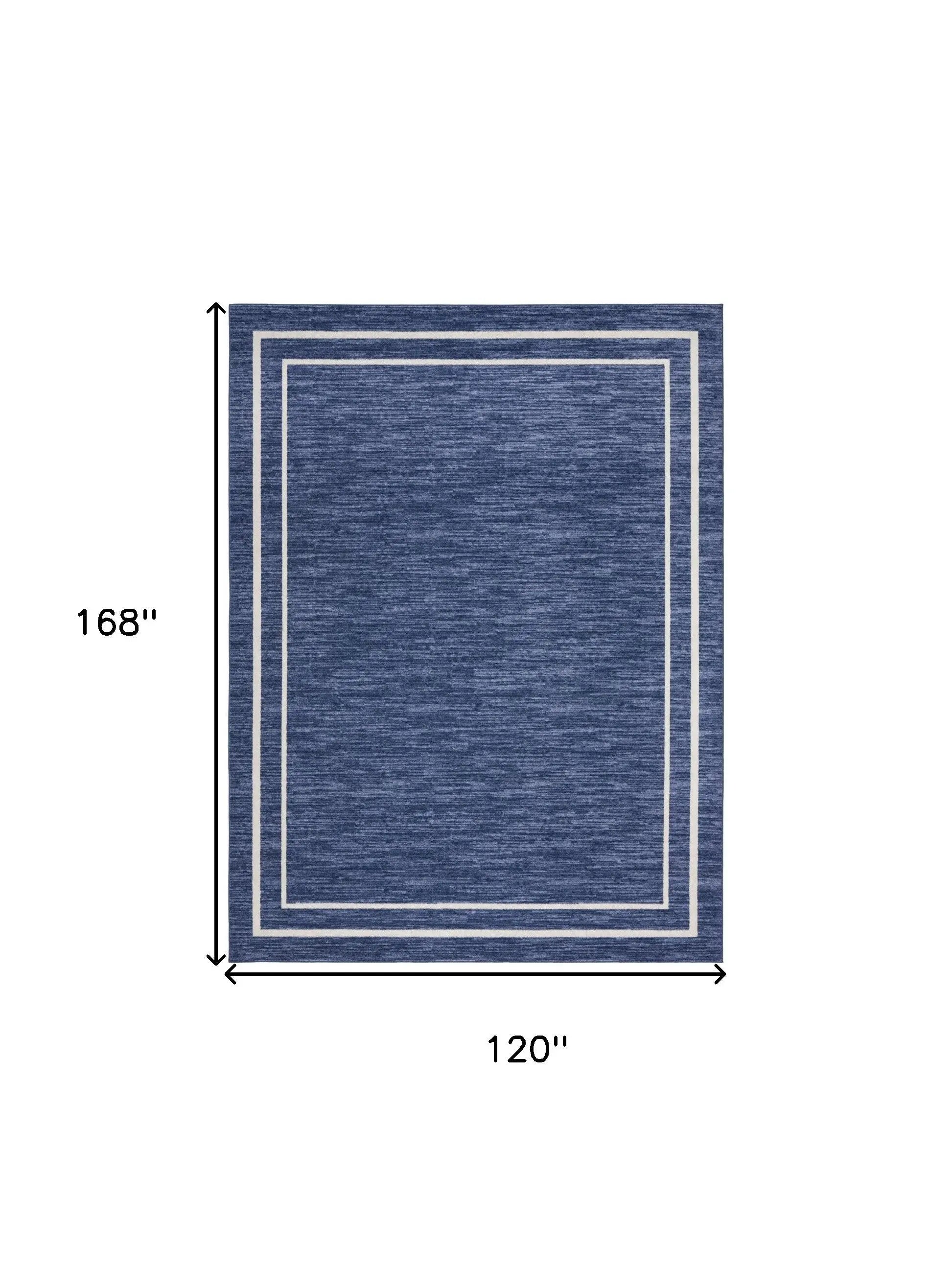 10' X 14' Navy Blue And Ivory Indoor Outdoor Area Rug Homeroots Outdoor