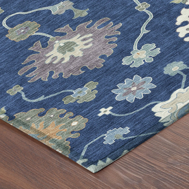 10' X 14' Navy Blue And Ivory Oriental Washable Indoor Outdoor Area Rug Homeroots Outdoor