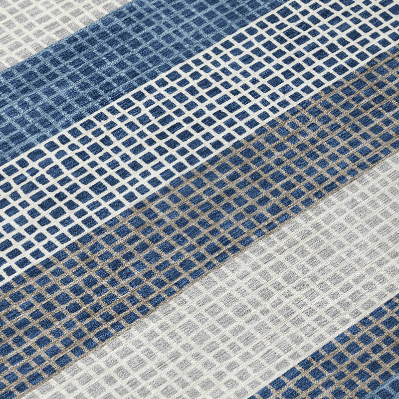 10' X 14' Navy Blue And Ivory Striped Washable Indoor Outdoor Area Rug Homeroots Outdoor